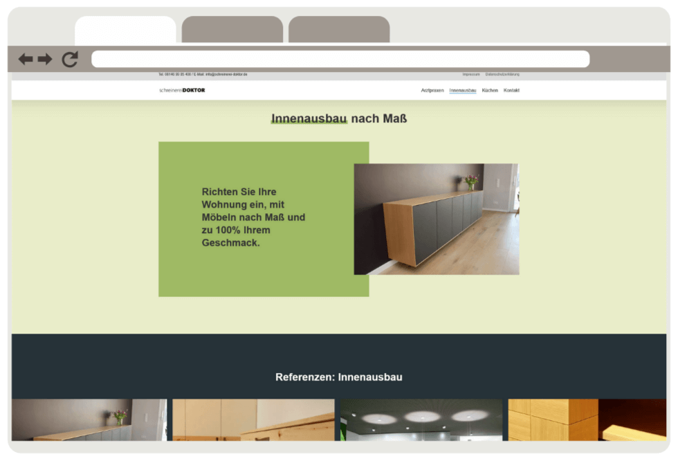 Screenshot Schreinerei Doktor